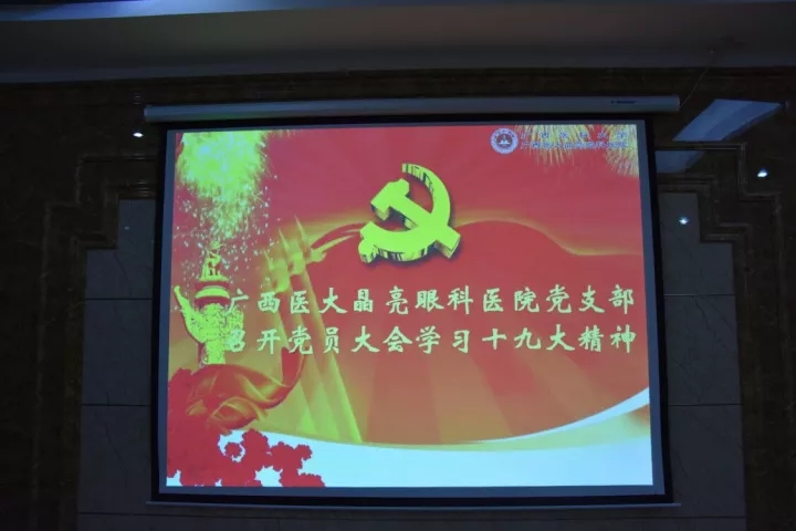 广西医大晶亮眼科医院党支部召开党员大会学习十九大会议精神